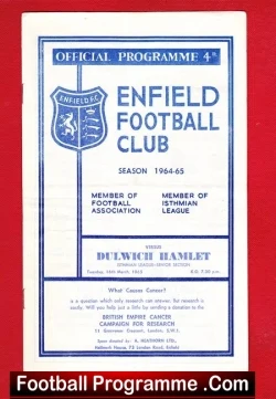 Enfield v Dulwich Hamlet 1965 - football programme