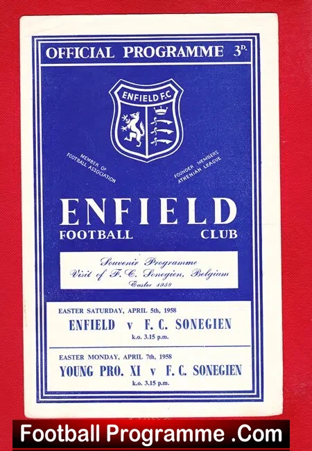 Enfield v FC Sonegien 1958 – Belgium PLUS The Young Pros