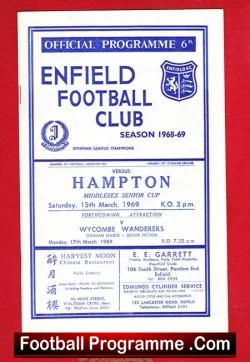 Enfield v Hampton 1969 - football programme