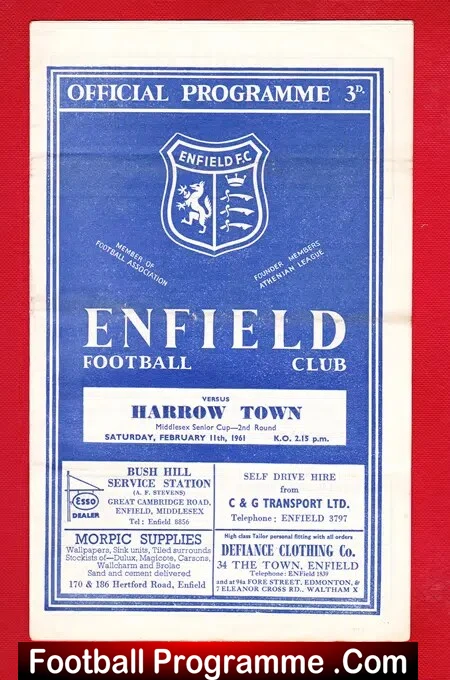 Enfield v Harrow Town 1961 – Senior Cup