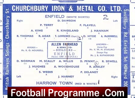 Enfield v Harrow Town 1961 - Senior Cup