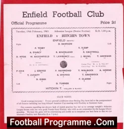 Enfield v Hitchin Town 1963 – Single Sheet Programme