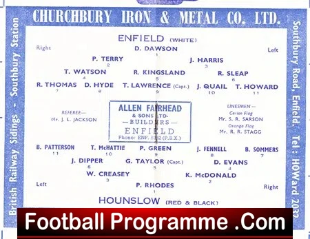 Enfield v Hounslow Town 1962