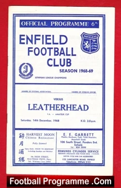 Enfield v Leatherhead 1968 - FA Amateur Cup - football programme