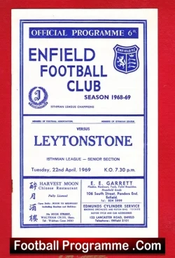 Enfield v Leytonstone 1969 - football programme