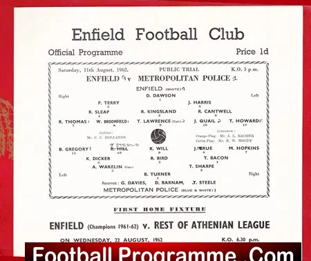 Enfield v Metropolitan Police 1962 – Single Sheet – Met Trials