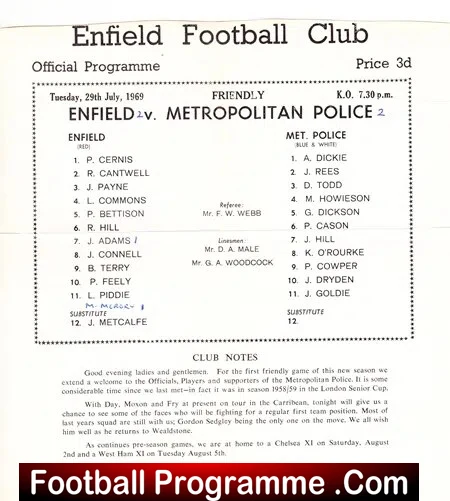 Enfield v Metropolitan Police 1969 – Single Sheet – Met Police