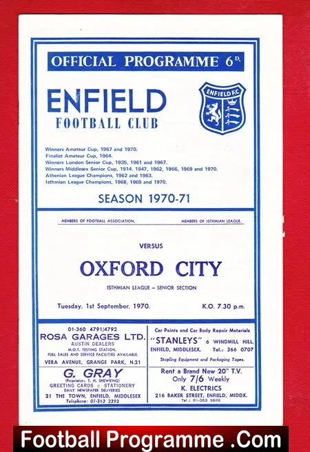 Enfield v Oxford City 1970