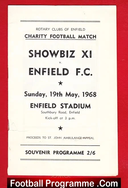 Enfield v Show Biz XI 1968 – Charity Game + Billy Wright