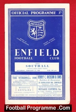 Enfield v Southall 1958 - football programme