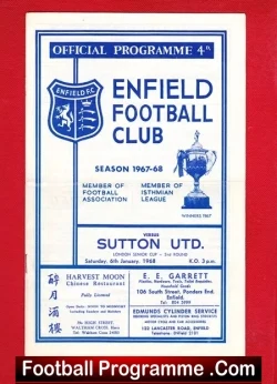 Enfield v Sutton United 1968 - football programme