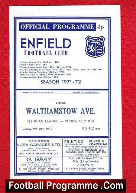 Enfield v Walthamstow Avenue 1972