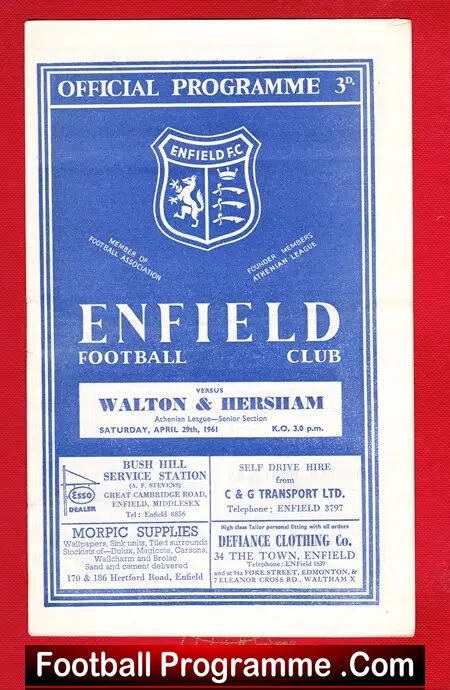 Enfield v Walton Hersham 1961