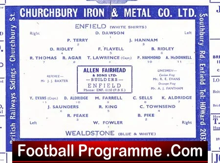 Enfield v Wealdstone 1960 - Athenian League Senior Section