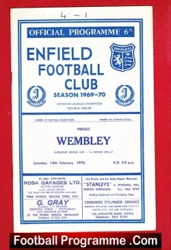 Enfield v Wembley 1970 - Middlesex Senior Cup - football programme