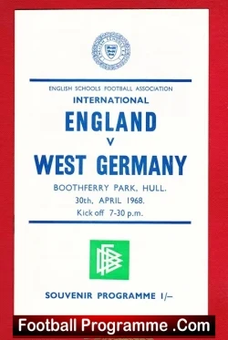 England v Germany 1968 – Schoolboys at Hull City FC