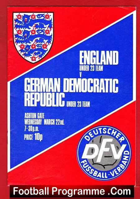 England v Germany 1971 – Under 23 Team at Ashton Gate Bristol