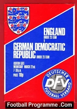 England v Germany 1971 - Under 23 Team at Ashton Gate Bristol - football programme