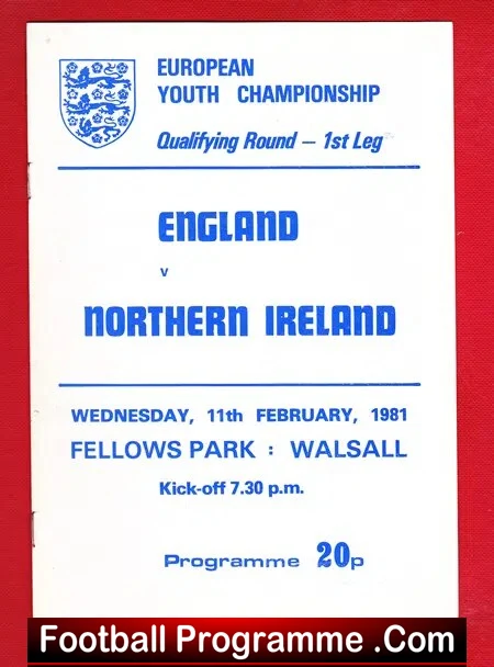 England v Northern Ireland 1981 – Schoolboys at Walsall