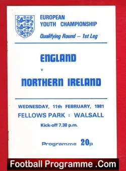 England v Northern Ireland 1981 – Schoolboys at Walsall