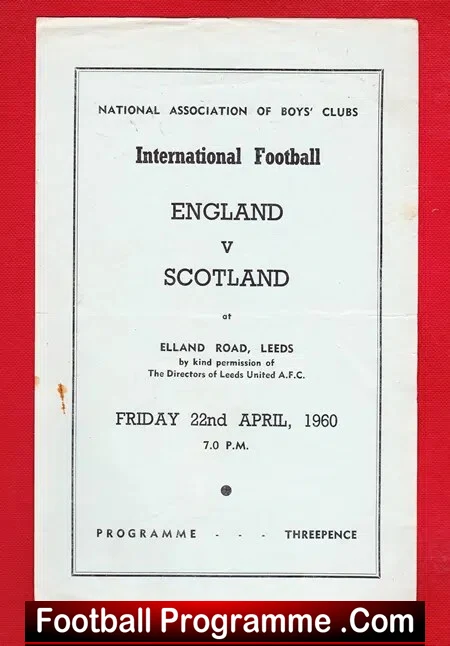 England v Scotland 1960 – Schoolboys at Leeds