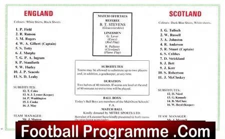 England v Scotland 1975 - Schoolboys at Wembley