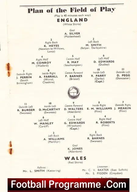 England v Wales 1951 - Schoolboys at Wembley Duncan Edwards