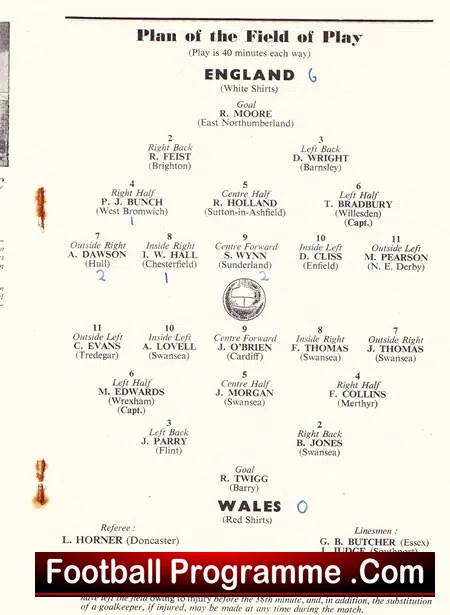 England v Wales 1955 - Schoolboys at Wembley