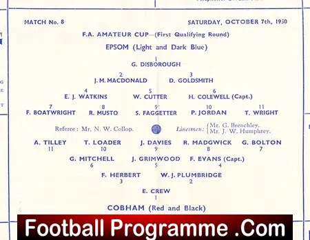 Epsom v Cobham 1950 - FA Amater Cup