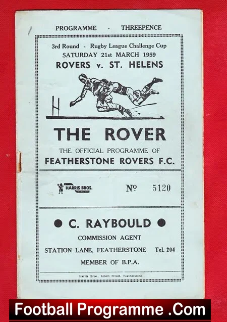 Featherstone Rovers Rugby v St Helens 1959