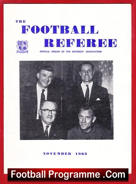 Football Referee Association Official Magazine 1962 – November