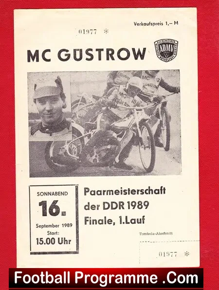 Germany Gustrow Speedway Programme 1989 – Final