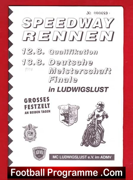 Germany Rennen Speedway Programme Deutsche Final 1994