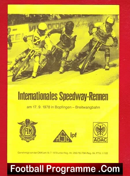 Germany Speedway Programme 1978 – Rennen International
