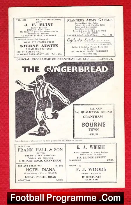 Grantham Town v Bourne Town 1956 – FA Cup Qualifying