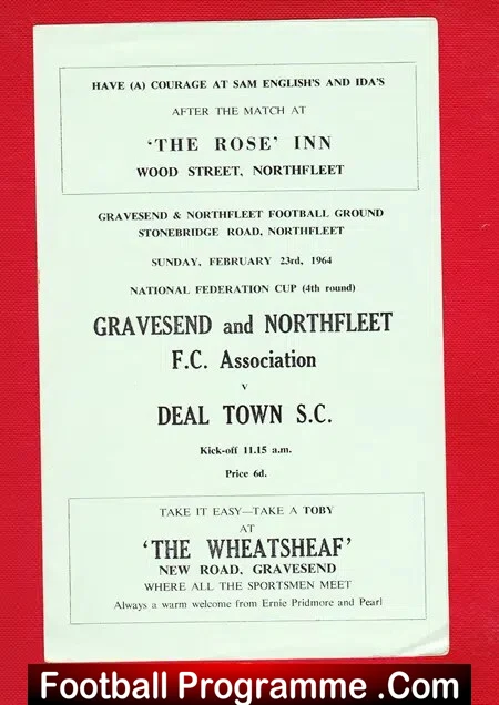 Gravesend Northfleet v Deal Town 1964 – Federation Cup