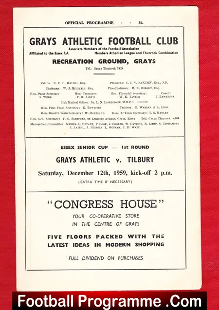 Grays Athletic v Tilbury 1959 – Essex Senior Cup