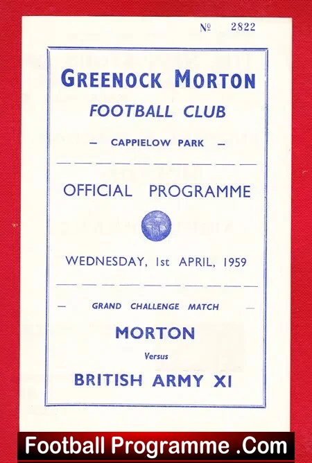 Greenock Morton v British Army 1959 – Grand Challenge Match