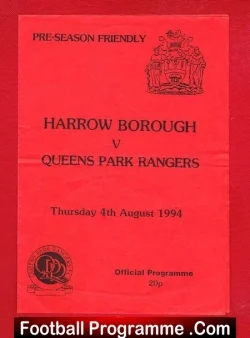 Harrow Borough v QPR 1994 - Pre Season Friendly - football programme