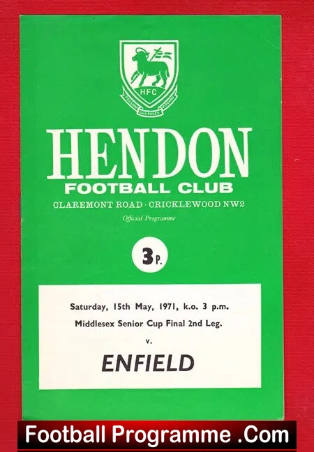 Hendon v Enfield 1971 – Middlesex Senior Cup Final