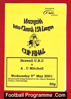 Heswall v AC Mitchell 2001 - Liverpool Boys Merseyside Final - football programme