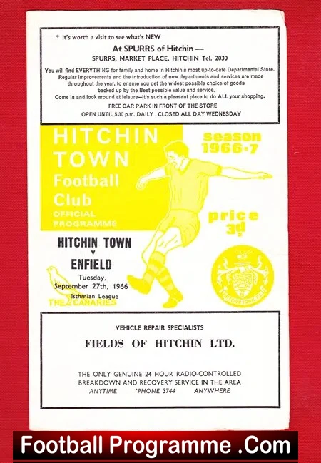 Hitchin Town v Enfield 1966