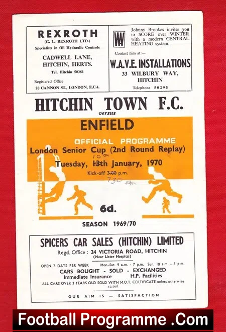 Hitchin Town v Enfield 1970 – London Senior Cup Replay