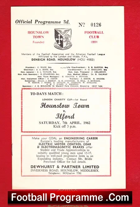 Hounslow Town v Ilford 1962