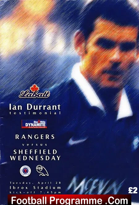 Ian Durrant Testimonial Benefit Match Glasgow Rangers SIGNED