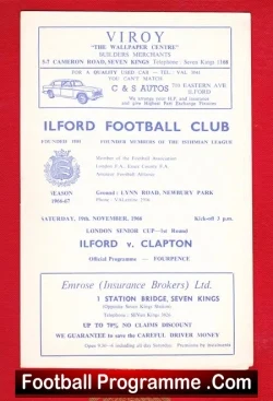 Ilford v Clapton 1966 – Senior Cup