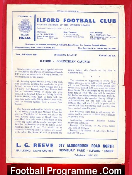 Ilford v Corinthian Casuals 1964