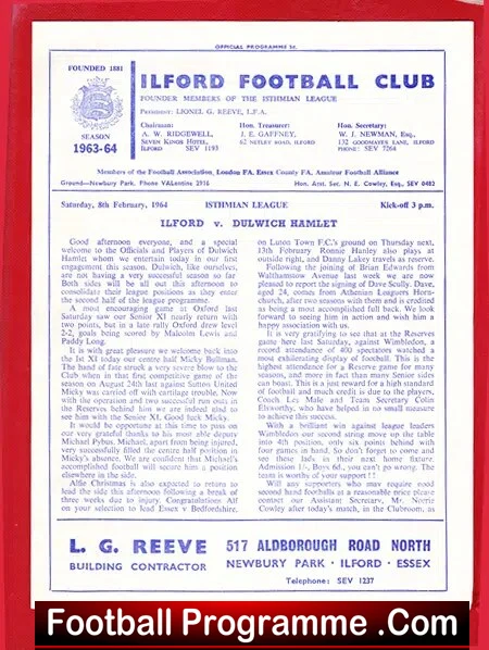 Ilford v Dulwich Hamlet 1964