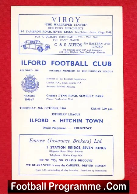 Ilford v Hitchin Town 1966