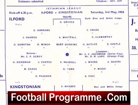 Ilford v Kingstonian 1958